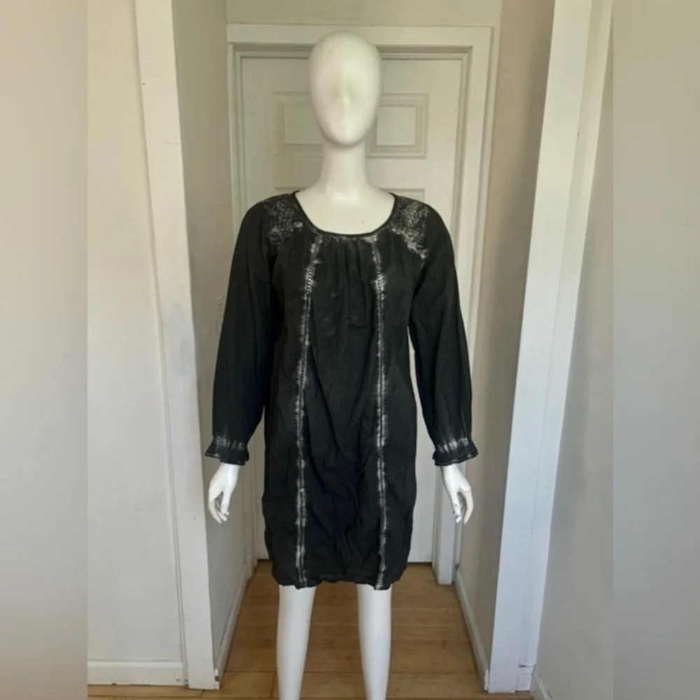 EAST dark gray tie dye print lightweight long sleeve dress size M